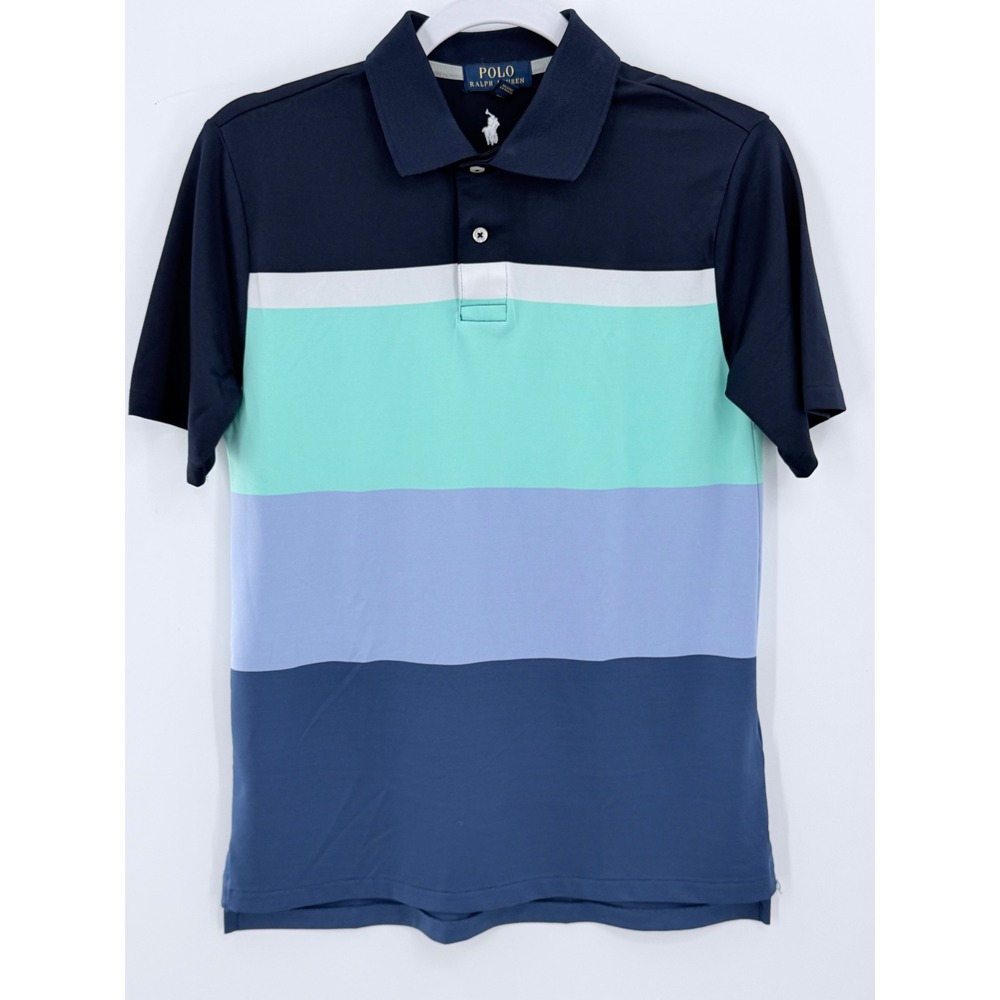 Polo Ralph Lauren Polo Shirt Boys L 14-16 Blue Colorblock Performance Jersey